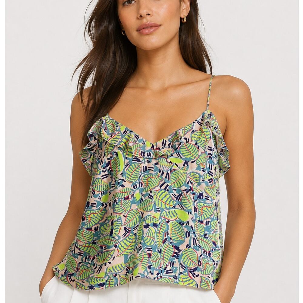 Saloni Silk Tropical Print Cami Tank Top Multicolor Size 2